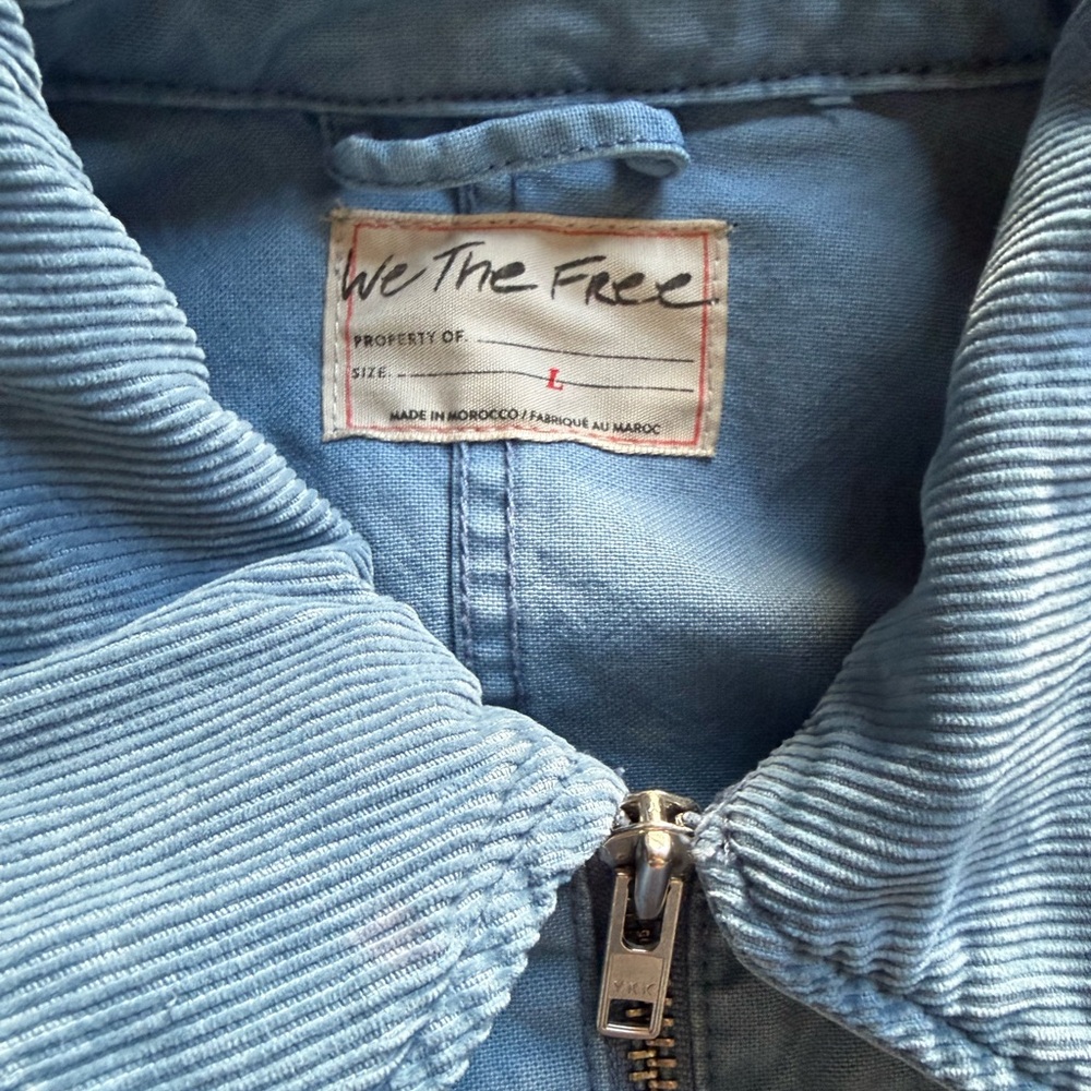 Free People Blue Utility Canvas Jacket NWT Size L - Picture 6 of 12